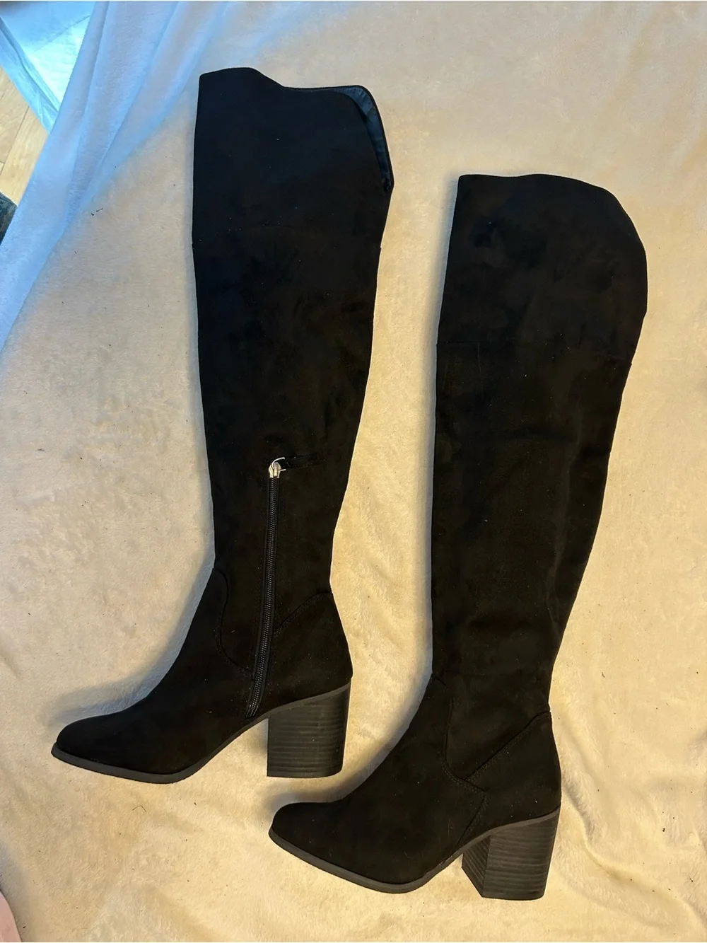 bp Black Over-the-Knee Block Heel Boots